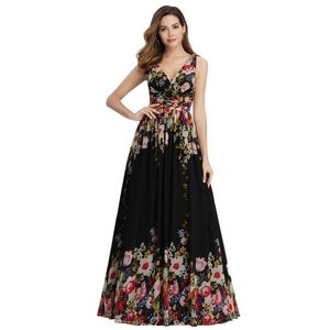 Black floral floor length gown